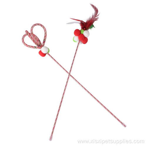 christmas cat teaser wand toy for cat accessories